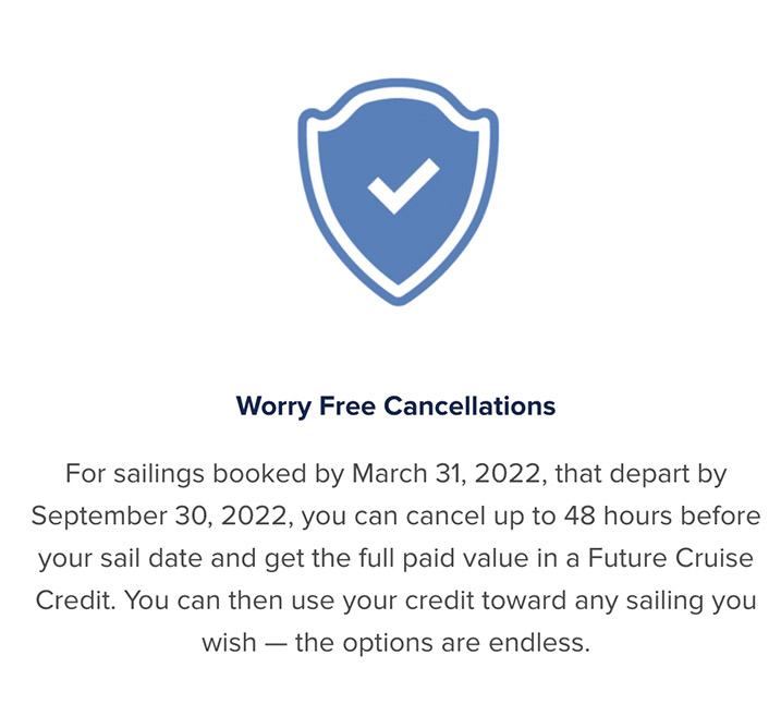 Royal Caribbean's Cruise with Confidence guarantee allows passengers to cancel up to 48 hours before departure and receive a future cruise credit. This couple canceled just 12 hours before departure. 