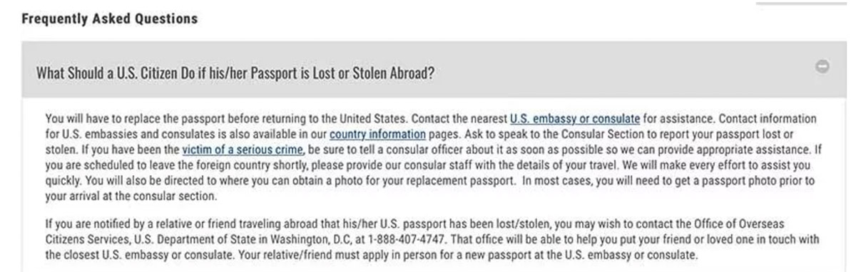 What to do if you lose your passport on your flight? Go to the nearest U.S. Embassy or consulate.