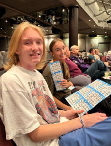 The family enjoyed playing bingo together on their Norwegian cruise. 