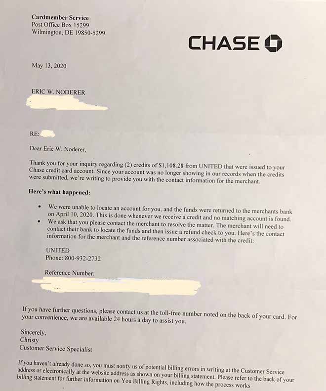 Help United Airlines sent my refund to a closed credit card