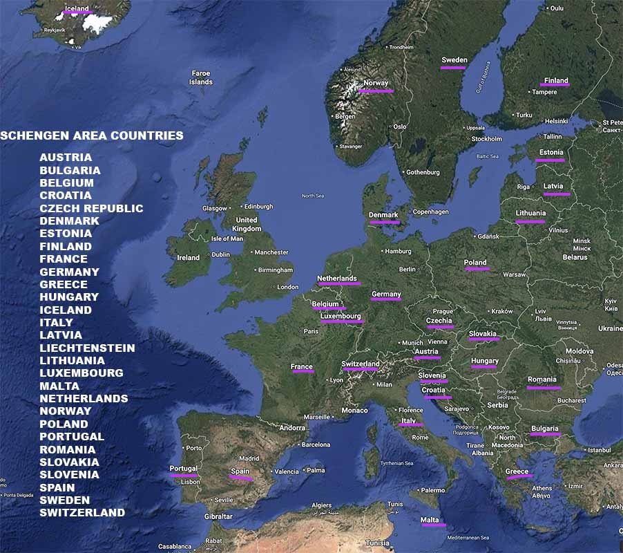 Schengen Area 2025 All 29 Schengen countries in 2025