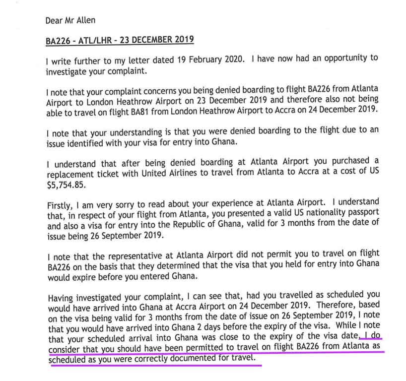 British Airways admits its agent made a mistake when he denied boarding to Jordan. This is the apology notification.