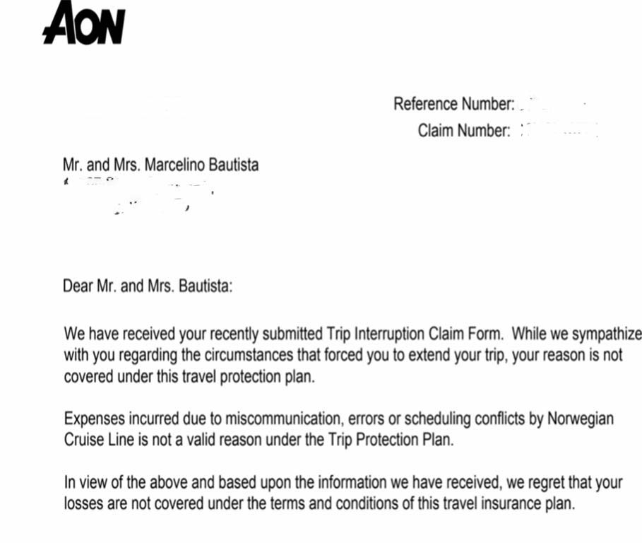 Travel insurance won't cover expenses incurred when a cruise consultant makes a mistake and schedules passengers on impossible flights.