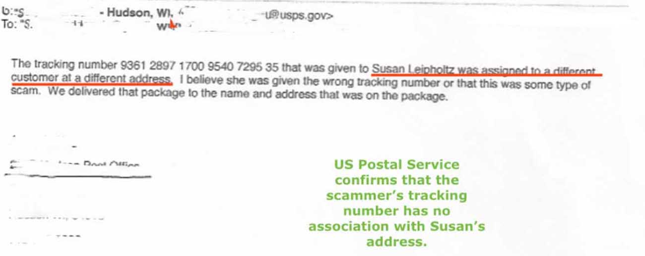 Message from US Postal service The US Postal Service confirms that this was an online shopping scam.
