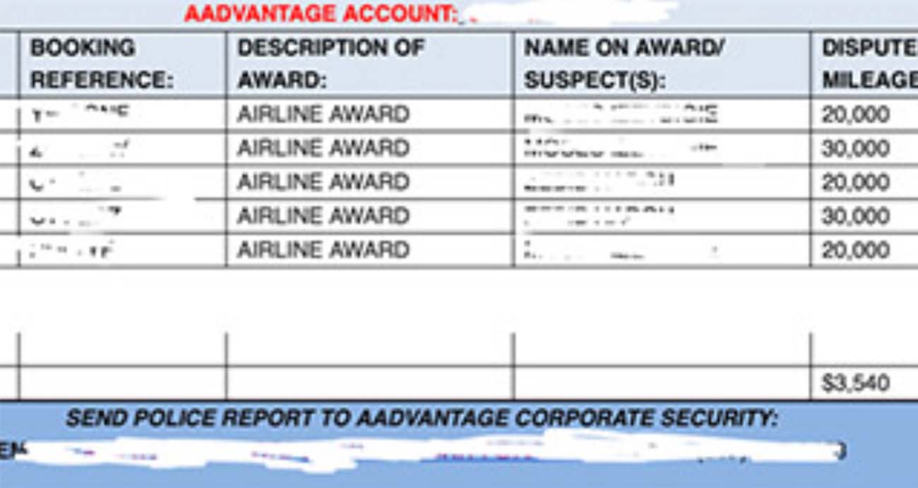 American Airlines will return stolen miles if the customer files a police report.