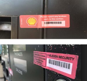 To protect against skimmers, always make sure that the gas pump you're using has a protective seal. 