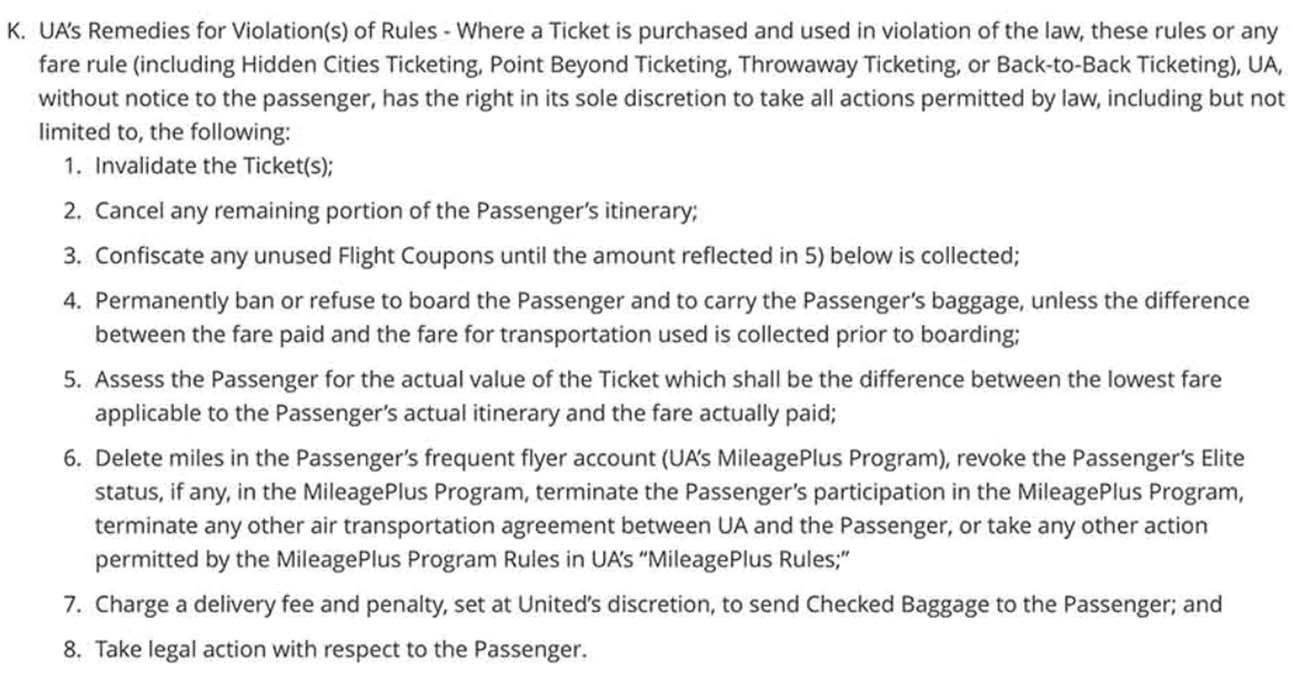 United Airlines outlines its no-show repercussions for passengers: cancel return flight, ban from flying among other things. 