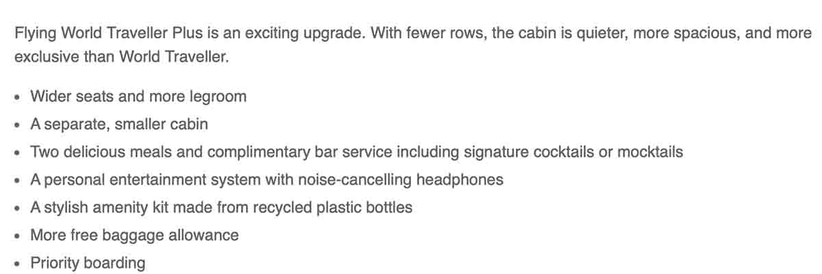 British Airways amenities in the upgraded cabin on the transatlantic flight. 