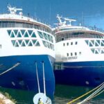 Vantage Travel is bankrupt, Vantage Ocean Explorer and Odyssey are tied up side by side in France.