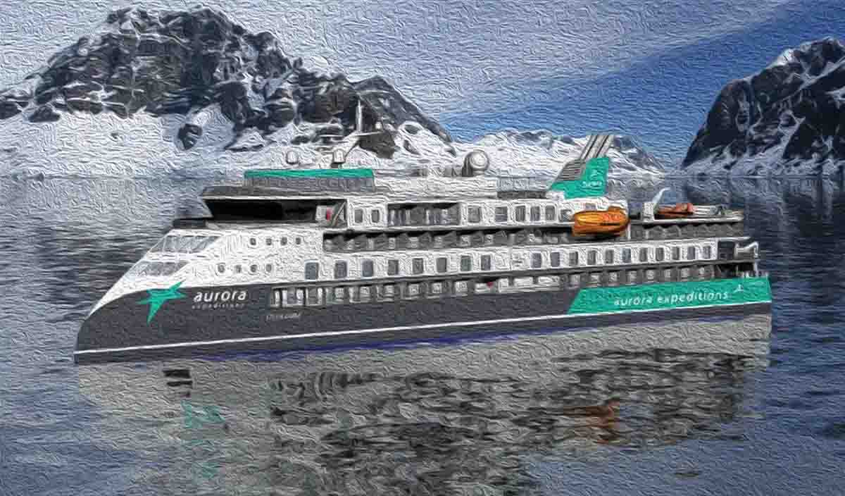 Aurora Expeditions ship Sylvia Earle, cruise ship in Antarctica