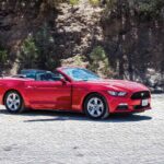 Red Mustang convertible rental car.