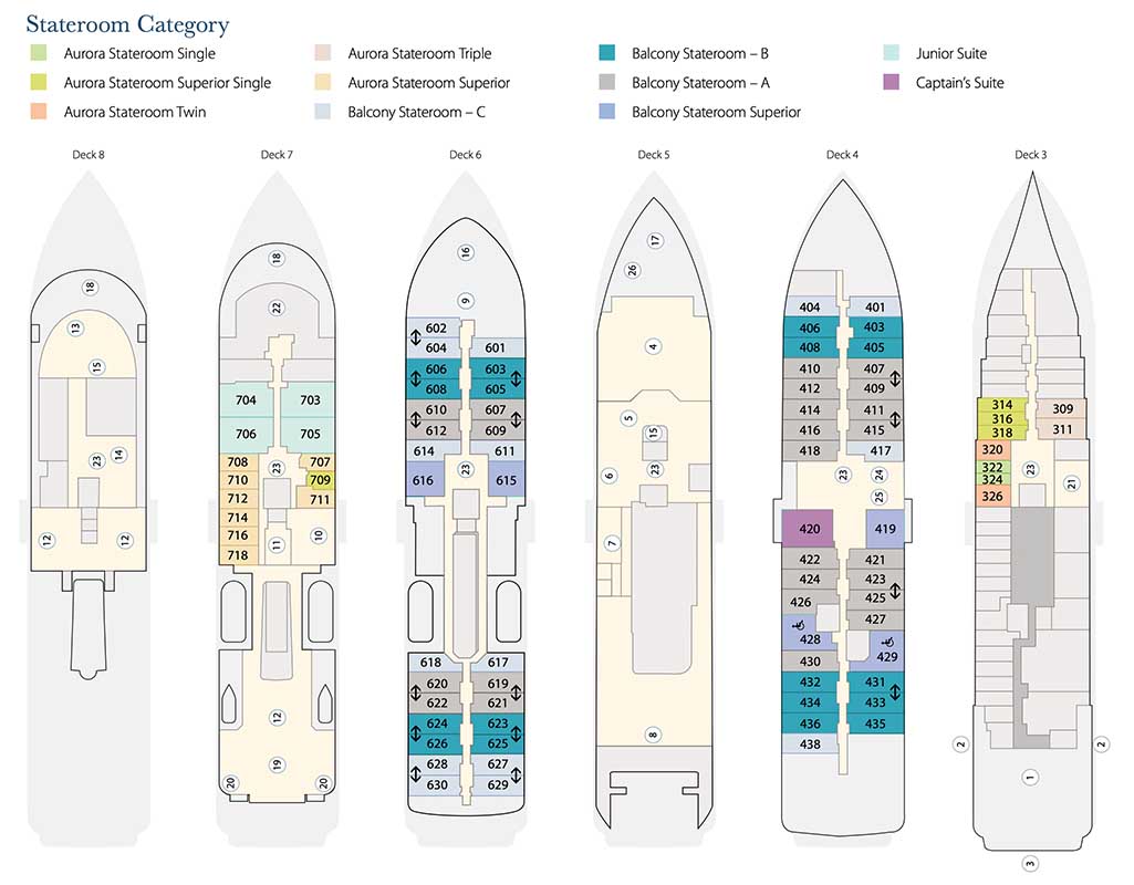 Aurora Expeditions Douglas Mawson deck plan. 