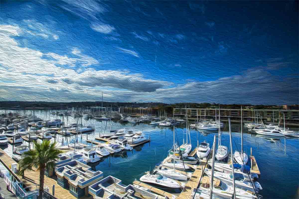 Marina Del Rey, the location of the illegal Airbnb rental, boats and blue sky