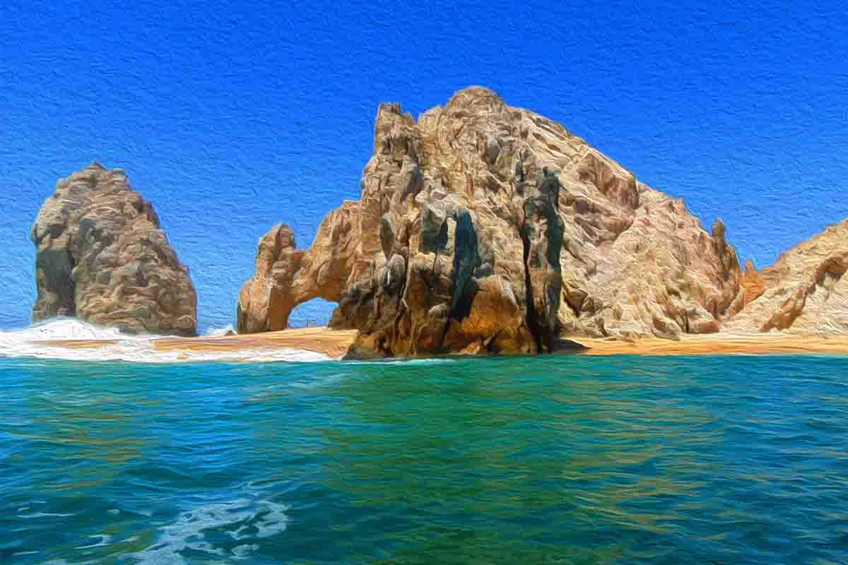 Timeshare chaos in Cabo, Cabo San Lucas, blue sky and sea,