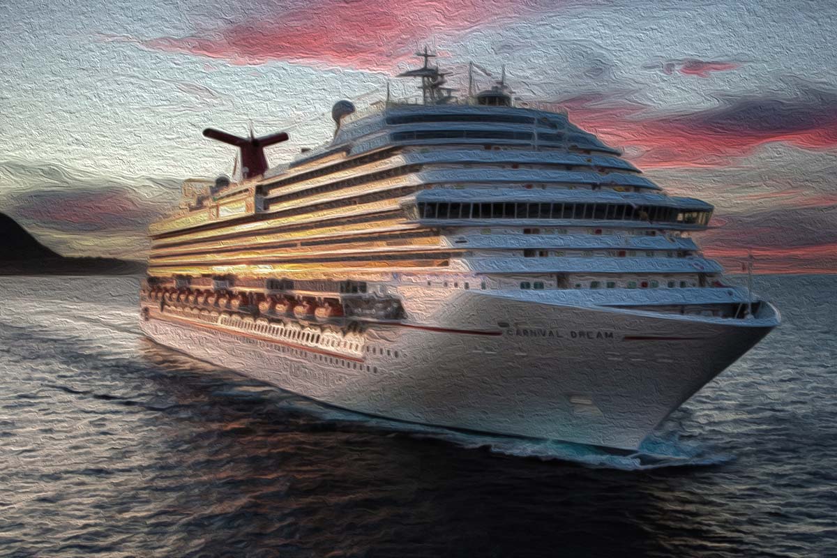 Carnival Cruise Line's Dream, cruise ship at sunset, Carnival Dream