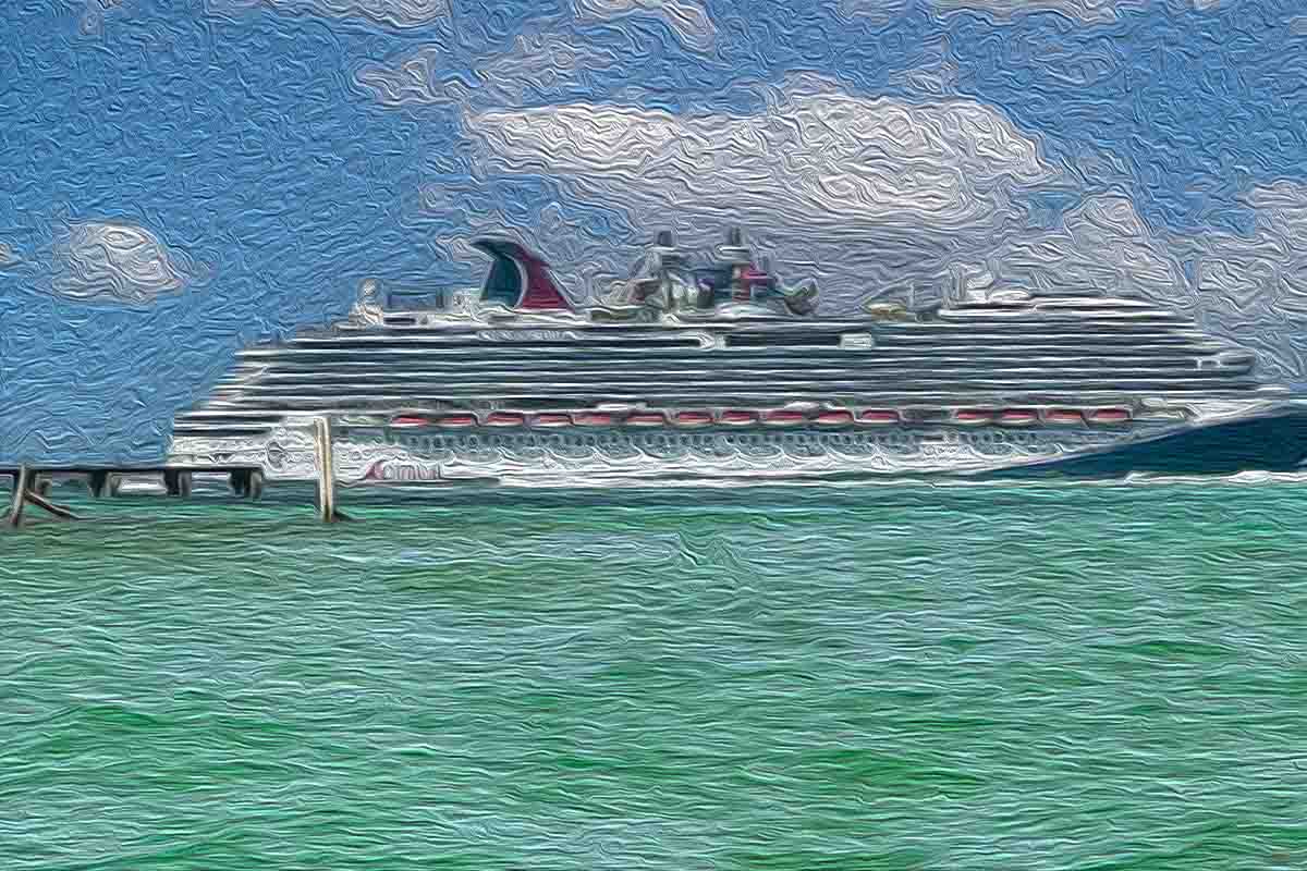 Carnival Cruise Ship at sea Carnival Cruise Line ship at sea, pretty ocean colors, clouds,