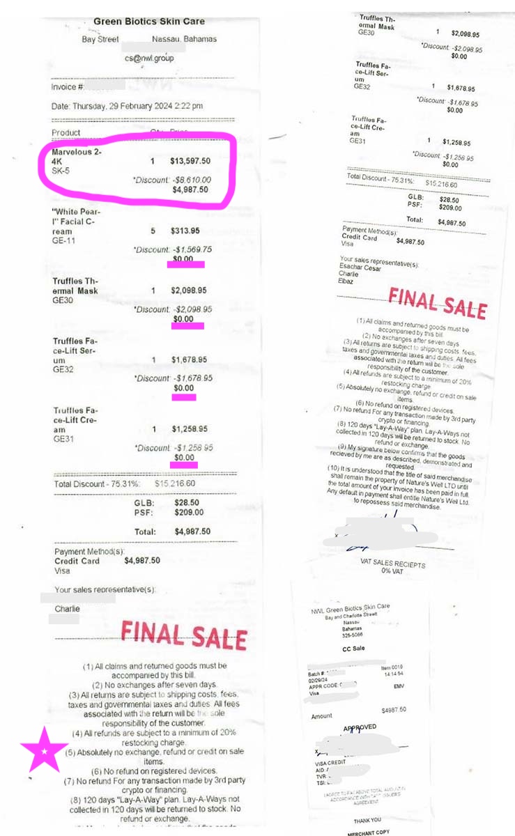 Final sale at this beauty shop in Nassau, scam or buyer's remorse? 