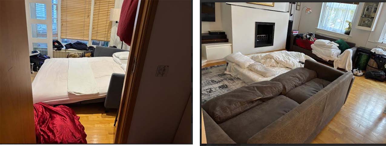 Blow-up beds and broken fold-out couch The two fold-out couches at this vacation rental were broken, air mattresses on the floor for elderly guests