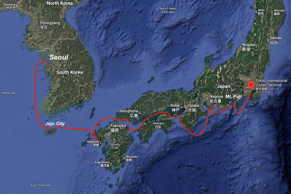 Cruise line itinerary NCL The itinerary of Norwegian Spirit, cruising through Japan and Korea, Norwegian Cruise Line itinerary