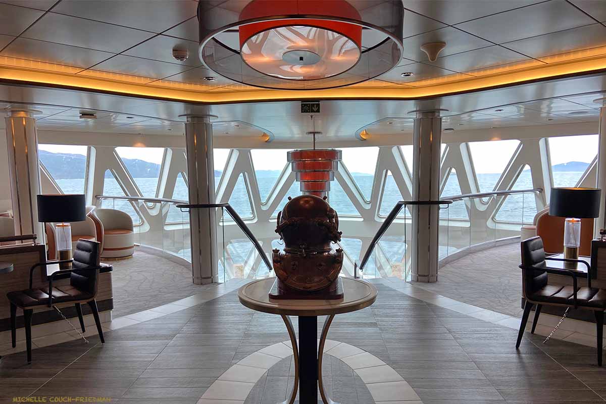 The bow of the Sylvia Earle, a frontseat view of Antarctica from inside Aurora Expeditions' Sylvia Earle