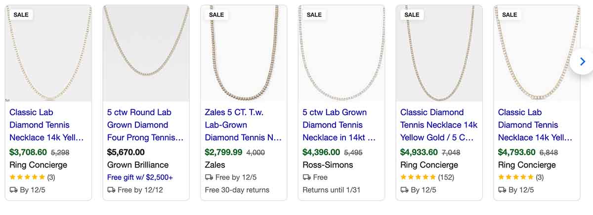 The prices of lab-grown diamonds in a necklace show this cruise passenger was bamboozled at the Effy shop