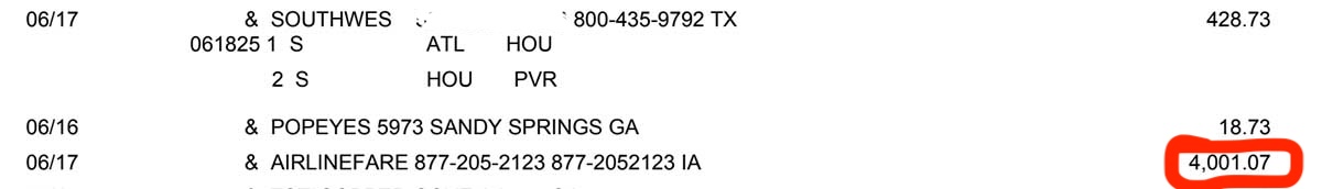 The fake airline agent charged his victim ten times the amount of the ticket as a service fee.