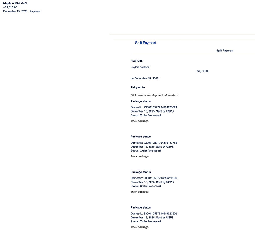 Fraudulent proof of purchase, USPS fake documentation from a PayPal scammer