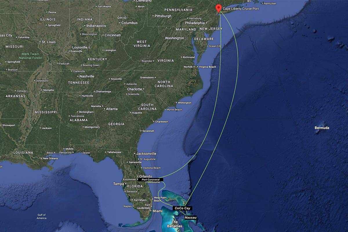 The itinerary of the Royal Caribbean cruise that Tavia Thomas did not book for the family.