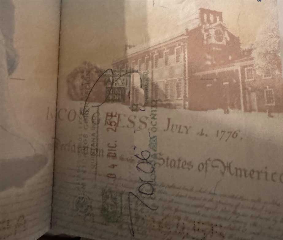 Proof this United Airlines passenger landed in Mexico with his wife, passport stamp in Cancun