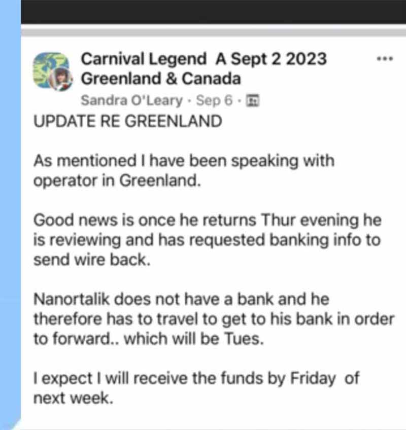 O'Leary assures her customers that they will receive their refund in a few days. 